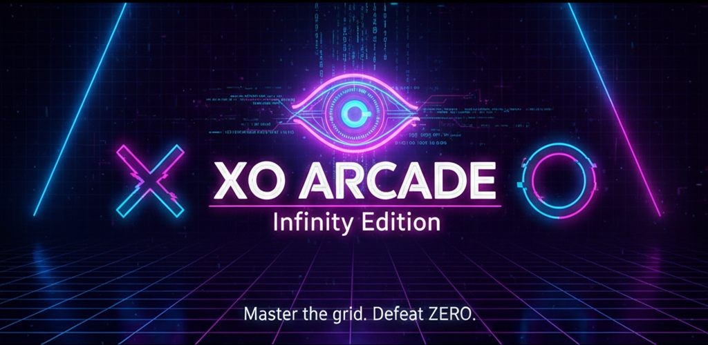 XO Arcade: Infinity Edition logo art with the tagline Master the grid, Defeat ZERO